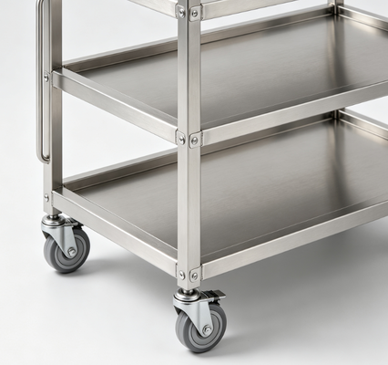 KTD-T-033 SUS201 Stainless Steel Kraft Paper Storage Trolley, 1820x860x1200mm, 150kg Load, With 6 Inch Silent Caster Wheels