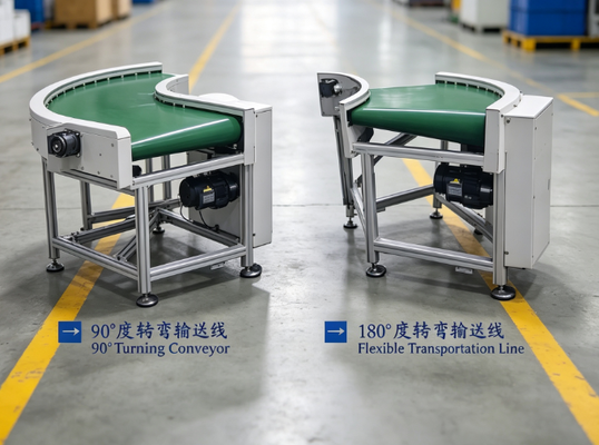 Turning Belt Conveyor 90 & 180 Degree Anti-static PVC Curve Conveyor Line