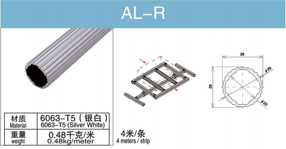 AL-R T5 6063 قطر أنبوب دائري من الألومنيوم 28 مم لمنضدة رف الخدمات اللوجستية
